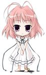  :&lt; amatsuka_fubuki anklet antenna_hair baby_princess barefoot chibi dress jewelry natsuhime_yuran pink_eyes pink_hair short_hair solo 