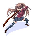  aisaka_taiga artist_request brown_eyes brown_hair oohashi_high_school_uniform school_uniform solo thighhighs toradora! 