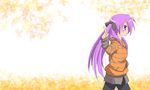  casual hiiragi_kagami hood hoodie long_hair lucky_star pointing purple_hair solo sora_to_umi twintails very_long_hair 