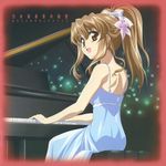  album_cover artist_request brown_eyes brown_hair cover dress grand_piano instrument long_hair looking_back lowres nogizaka_haruka nogizaka_haruka_no_himitsu piano piano_bench ponytail solo 