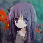  bear_(artist) child flower furude_rika higurashi_no_naku_koro_ni lowres night oekaki purple_eyes purple_hair solo 