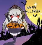  chibi dress hairband halloween happy_halloween jack-o'-lantern pumpkin purple_background red_eyes room603 rozen_maiden silver_hair solo suigintou 