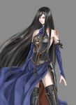  armor artist_request bare_shoulders black_hair blue_eyes boots castlevania castlevania:_order_of_ecclesia dress gothic long_hair shanoa solo tattoo thigh_boots thighhighs very_long_hair 