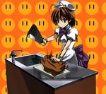  antenna_hair bad_id bad_pixiv_id botan_(clannad) brown_eyes brown_hair clannad cosplay dango_daikazoku furukawa_nagisa hatchet higurashi_no_naku_koro_ni nakahara_mai nose_hatchet ryuuguu_rena ryuuguu_rena_(cosplay) seiyuu_connection short_hair suiya 