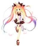  bad_id bad_pixiv_id bear_(artist) blonde_hair blue_eyes blush cellphone dollar_sign greed_packet_unlimited hair_ornament hairclip happy highres long_hair low_wings male_focus multicolored_hair nokia orange_hair otoko_no_ko phone ribbon sandals skirt smile solo twintails wings 