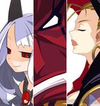  2girls black_sclera blonde_hair closed_eyes company_connection demon_girl disgaea disgaea_team_attack harada_takehito jewelry long_hair marjoly marl_kingdom multiple_girls nippon_ichi official_art phantom_kingdom pram red_eyes rhapsody smile watermark white_hair zetta_(phantom_kingdom) zetta_(phantom_kingdom)_(book) 