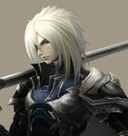  aqua_eyes armor bad_id bad_pixiv_id blonde_hair leon_(sword_world) male_focus solo sword sword_world tachikawa_mushimaro weapon white_hair 