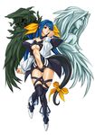  absurdres asymmetrical_wings blue_hair breasts choker dizzy guilty_gear highres large_breasts necro_(guilty_gear) non-web_source official_art red_eyes ribbon skull tail tail_ribbon thighhighs underboob undine_(guilty_gear) wings 