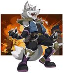  armor bird claws falco_lombardi falcon fox fox_mccloud furry gloves jojo_no_kimyou_na_bouken male_focus multiple_boys nemurism parody smile star_fox tail wolf wolf_o'donnell wryyyyyyyyyyyyyyyyyyyy 