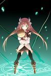  aqua_background artist_request boots brown_hair flower gloves green_eyes knee_boots long_hair magic_circle marta_lualdi smile tales_of_(series) tales_of_symphonia tales_of_symphonia_knight_of_ratatosk thighhighs 