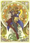  agrias_oaks armor art_nouveau blonde_hair final_fantasy final_fantasy_tactics flower knight long_hair sheath solo sword unsheathing weapon yakibuta_(shimapow) 