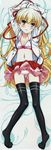  1girl absurdres blonde_hair blush bra dakimakura feet highres long_image no_shoes papa_no_iu_koto_wo_kikinasai! takanashi_miu tall_image thighhighs underwear 