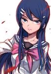  aosa_(momikin) blood blue_eyes blue_hair danganronpa danganronpa_1 long_hair maizono_sayaka school_uniform serafuku 