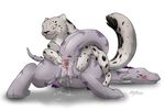  clitoris digitigrade digitoxici dragon duo feline female feral feral_on_feral fur grey_fur hi_res hindpaw interspecies leopard looking_back mammal messy paws plain_background pussy pussy_juice scalie snow_leopard spread_pussy spreading white_background 