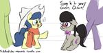 black_hair blue_eyes blue_hair blush bow_tie cowboy_hat cutie_mark english_text equine everfree-sea everfree_sea female feral fiddlesticks_(mlp) friendship_is_magic group hair hat horse invalid_tag mammal my_little_pony octavia_(mlp) plain_background pony purple_eyes scarf shy text white_background young 