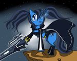  black_rock_shooter black_rock_shooter_(character) blue_eyes cutie_mark equine evildonkeys female feral friendship_is_magic glowing glowing_eyes hair horse mammal my_little_pony ponification pony solo twintails weapon 