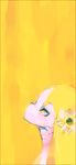  flower hair_flower hair_ornament kanii_rate long_image looking_up solo yellow yellow_eyes 