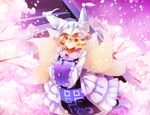  :3 bad_id bad_pixiv_id brown_eyes cherry_blossoms fox_tail hands_in_opposite_sleeves hat multiple_tails petals solo stairs surumeri_(baneiro) tail touhou yakumo_ran 