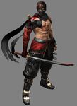  1boy 3d abs absurdres blood green_eyes highres male male_focus muscle ninja_gaiden ninja_gaiden_3:_razor's_edge ninja_gaiden_3_(xbox) ninja_gaiden_iii:_razor&#039;s_edge official_art ryu_hayabusa scarf solo sword weapon 