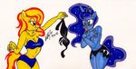  anthrofied blush covering covering_self equine female friendship_is_magic horn mammal my_little_pony newyorkx3 pegasus princess_luna_(mlp) spitfire_(mlp) swimsuit winged_unicorn wings wonderbolts_(mlp) 