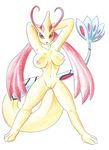  anthrofied breasts female fin hands_behind_head marine milotic nintendo nipples nude open_mouth pinup pitch-black-crow plain_background pok&#233;mon pok&#233;morph pok&eacute;mon pose pussy red_eyes solo video_games white_background 