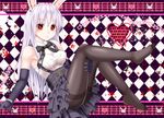  animal_ears black_legwear bunny_ears long_hair md5_mismatch pantyhose red_eyes reisen_udongein_inaba thighband_pantyhose touhou tsukino_neru white_hair 