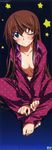  cleavage fang_lingyin infinite_stratos kurashima_tomoyasu no_bra open_shirt pajama stick_poster 