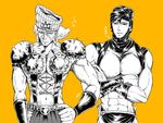  battle_tendency earrings eastern-specs esidisi facial_mark hat head_scarf hoop_earrings jewelry jojo_no_kimyou_na_bouken kars_(jojo) monochrome multiple_boys nose_piercing nose_ring piercing stitches 