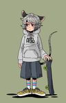  alternate_costume animal_ears casual clothes_writing contemporary hood hooded_sweater mouse_ears mouse_tail nazrin shorts sixxxx skateboard solo sweater tail touhou 