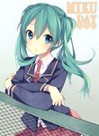  bad_id bad_pixiv_id blue_eyes character_name crossed_arms green_hair hatsune_miku highres long_hair looking_at_viewer necktie skirt solo twintails vocaloid yamaoka_(rm_nun) 