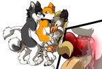  anal_penetration canine djking dog double_anal double_penetration erection fox from_behind gay group group_sex husky kaiizree knot male mammal nude penetration penis plain_background red_fox sandwich_position sergal servo servo117 sex standing threesome white_background 