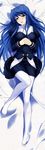  absurdres blue_hair dakimakura full_body hands_on_own_chest highres huge_filesize lying nun onigirikun pantyhose pastel_chime pastel_chime_continue saika_s._falnese solo white_legwear yellow_eyes 