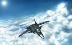  airplane antennae canards cloud condensation_trail copyright_request fighter_jet flying jet lens_flare military military_vehicle mura666 no_humans realistic su-47_berkut sun wallpaper 