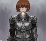  armor bad_id bad_pixiv_id bangs blood blue_eyes bob_cut chainmail closed_mouth damaged days0047 empty_eyes injury knight looking_at_viewer original rain red_hair short_hair solo upper_body wet 