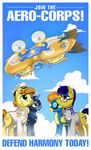  aircraft airship armor blue_eyes blue_hair brown_eyes brown_hair clothing cutie_mark english_text equine eyewear female feral friendship_is_magic glasses goggles hair hat horn horse male mammal my_little_pony mysticalpha orange_hair pegasus pilot pony poster royal_guard_(mlp) skinsuit text two_tone_hair unicorn uniform wings wonderbolts_(mlp) 