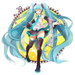  39 aqua_hair bad_id bad_pixiv_id boots closed_eyes detached_sleeves hatsune_miku highres long_hair music musical_note necktie open_mouth shiwasshoi_(tounyuu) singing solo thigh_boots thighhighs twintails very_long_hair vocaloid zettai_ryouiki 