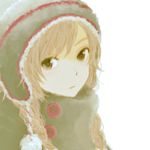  bad_id bad_pixiv_id blonde_hair braid drawr expressionless hat long_hair looking_at_viewer original pom_pom_(clothes) portrait simple_background solo teti twin_braids white_background winter_clothes yellow_eyes 