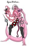  chaos daemon demon hammer harlequin herm horn intersex micro mouth_nipples multi_breast multi_tongues pink pink_body plain_background pussy slaanesh space_marine the_harlequin_of_slaanesh tongue warhammer warhammer_(franchise) warhammer_40k white_background 