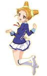 aikatsu! aikatsu!_(series) arisugawa_otome brown_hair jumping mizuki_makoto school_uniform skirt starlight_academy_uniform 