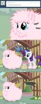  comic duo equine female feral fluffle_puff friendship_is_magic glowing hair haircut horn horse magic mammal mixermike622 my_little_pony outside pink_hair pony purple_hair rarity_(mlp) unicorn 