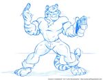  feline gun looking_at_viewer male mammal muscles ranged_weapon solo tiger weapon 