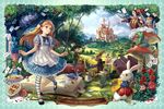  alice_(wonderland) alice_in_wonderland apron bad_id bad_pixiv_id baroness blonde_hair blue_eyes book bow bunny card castle caterpillar_(wonderland) cheshire_cat crown dodo_(bird) dormouse dress english envelope glasses griffin hair_bow long_hair mad_hatter march_hare mary_janes multiple_girls mushroom open_book playing_card queen_of_hearts ribbon scepter shoes siro striped striped_legwear thighhighs tree turttle_soup_(wonderland) tweedledee tweedledum white_rabbit 