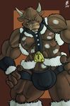  biceps bovine bulge cattle donryu fur leather looking_at_viewer male mammal muscles pecs pouch solo 