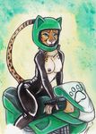  cheetah clothed clothing feline female flashing green_eyes helmet mammal motorcycle shiverz skimpy solo 