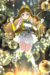  :o bike_shorts boots breasts brown_hair hat highres kimura_shigetaka knee_boots long_hair medium_breasts palette_suit shinomiya_himawari skirt solo sparkle vividred_operation yellow_eyes 