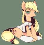  blonde_hair cutie_mark equine female feral friendship_is_magic green_eyes gym_uniform hair horse mammal moyamoya_kuroi my_little_pony pony socks solo sweat 