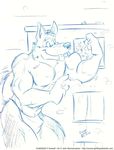  anthro biceps building canine cooner dog flexing fur german_shepherd grin male mammal muscles pecs pose sketch smile solo standing thong toned tongue tongue_out topless underwear 