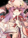  bad_id bad_pixiv_id book crescent dress hat long_hair patchouli_knowledge purple_hair red_eyes ribbon ruco solo touhou 