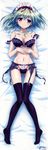  1girl absurdres angelina_nanatsu_sewell aqua_hair blush bra dakimakura highres izumi_tsubasu long_image tall_image thighhighs underwear 