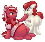  defenceless duo equine female feral food friendship_is_magic fur green_eyes hair horn horse mammal my_little_pony overweight pony red_eyes red_fur red_hair unicorn white_fur 
